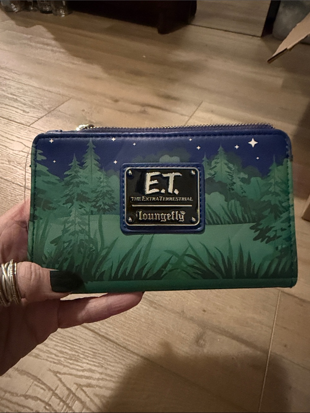 Loungefly E.T. Forest Night Zip Wallet in Green and Blue